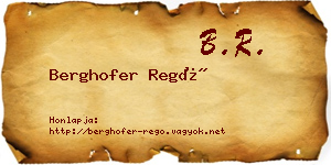 Berghofer Regő névjegykártya